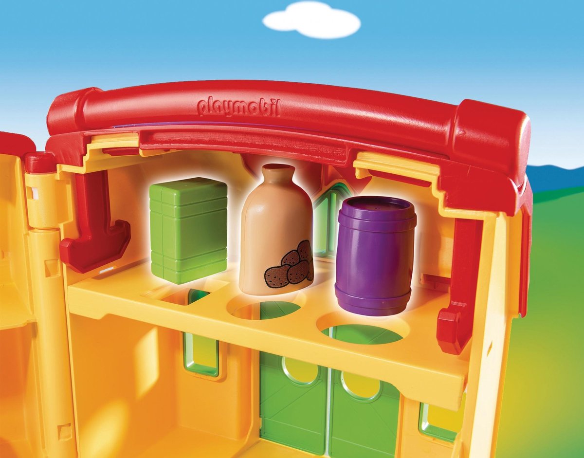 Playmobil 1, 2, 3: Meeneemboerderij met dieren (6962) - Geel