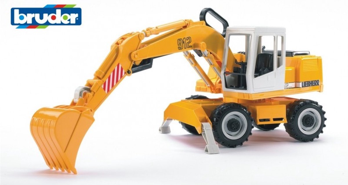 Bruder Liebherr Graafmachine (02426) - Geel