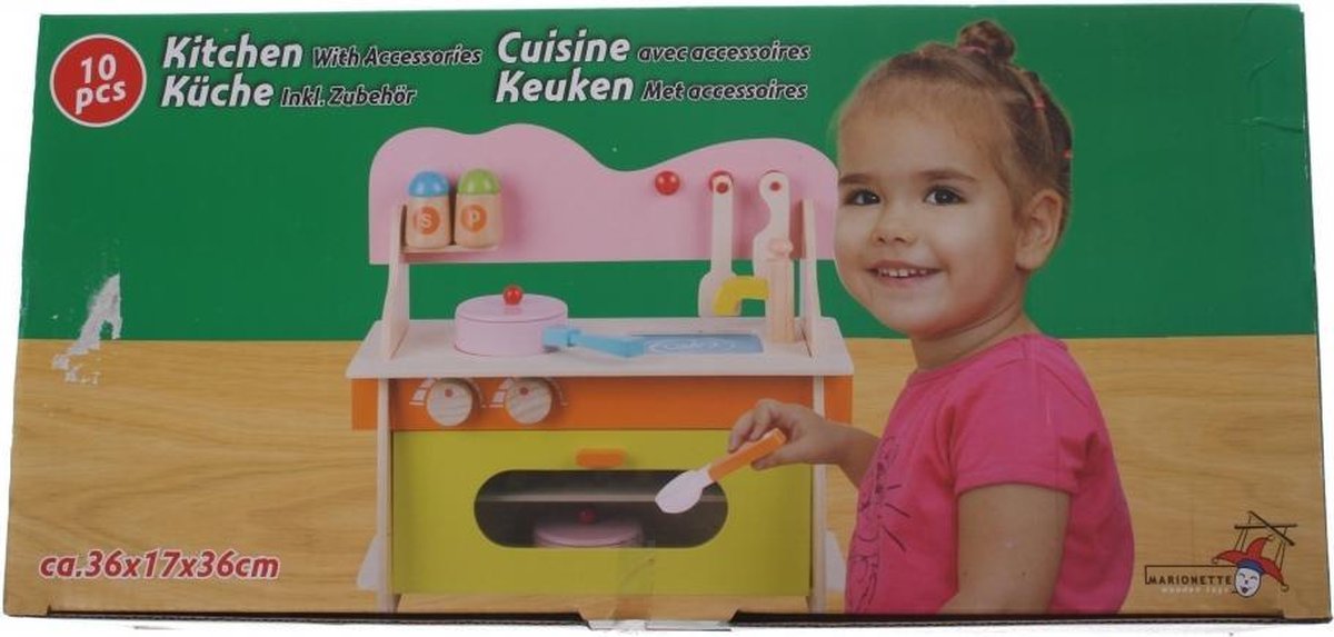 Marionette speelgoedkeuken hout 36 x 17 x 36 cm