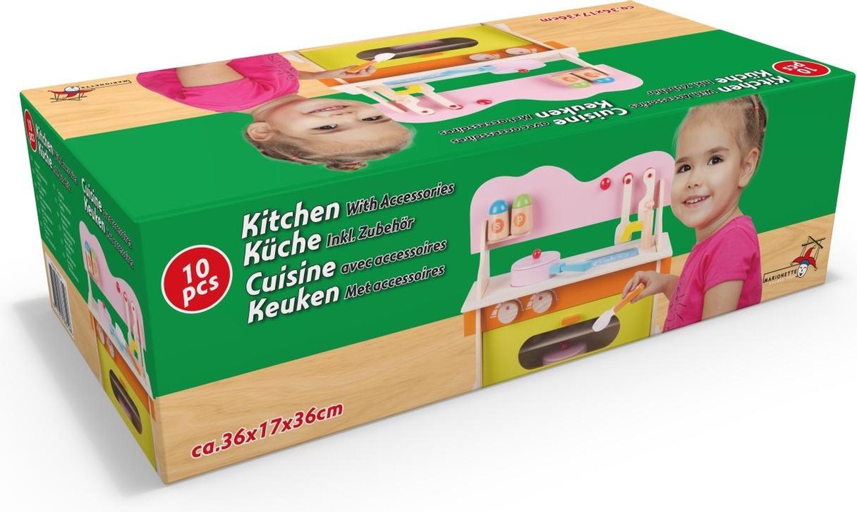 Marionette speelgoedkeuken hout 36 x 17 x 36 cm