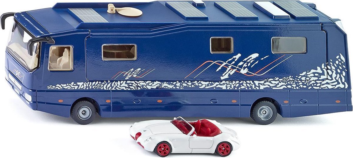 Siku Volkner camper met Wiesmann Roadster MF5 sportwagen (1943) - Blauw