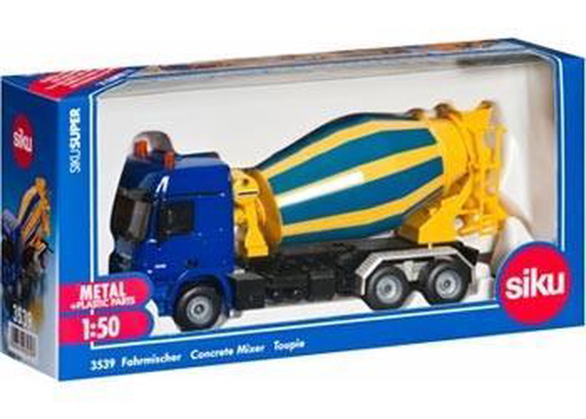 Siku vrachtwagen Mercedes met betonmixer/blauw (3539) - Geel