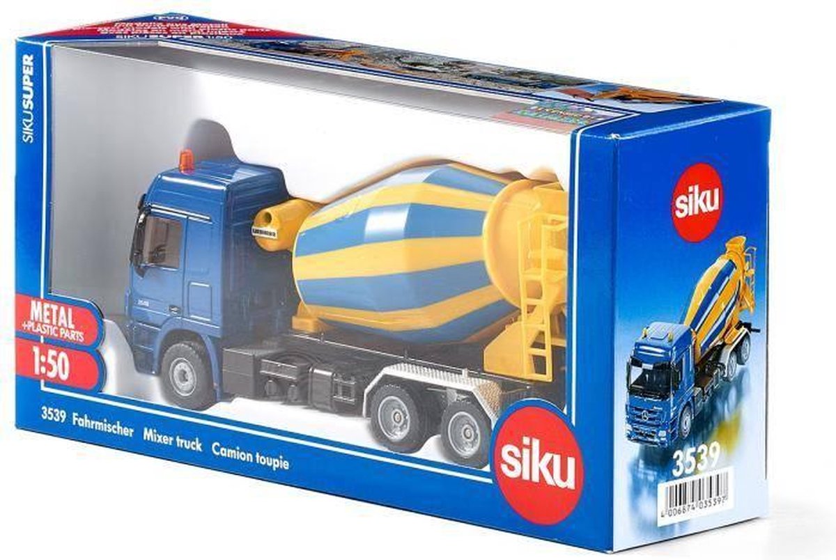 Siku vrachtwagen Mercedes met betonmixer/blauw (3539) - Geel