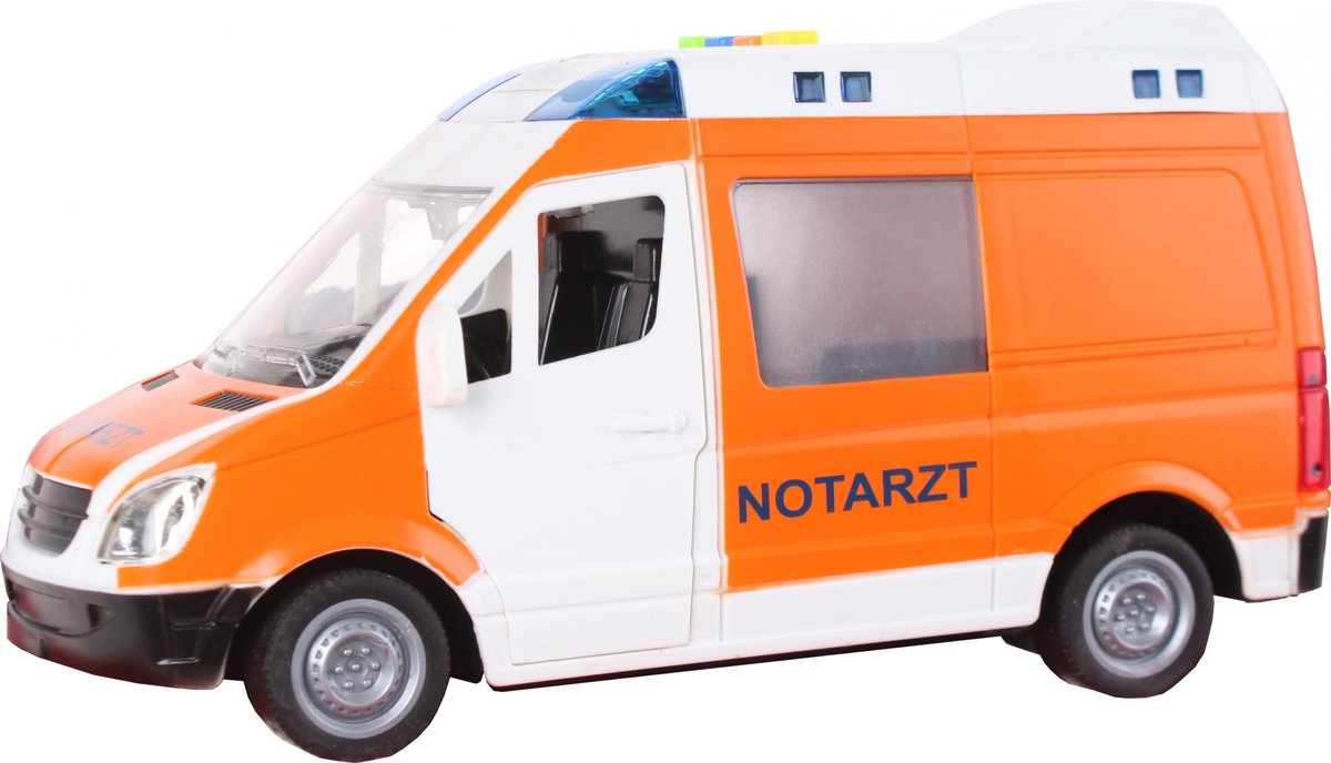 Toi-Toys Toi Toys ambulance Notatrzt met licht en geluid 22 cm wit/ - Oranje