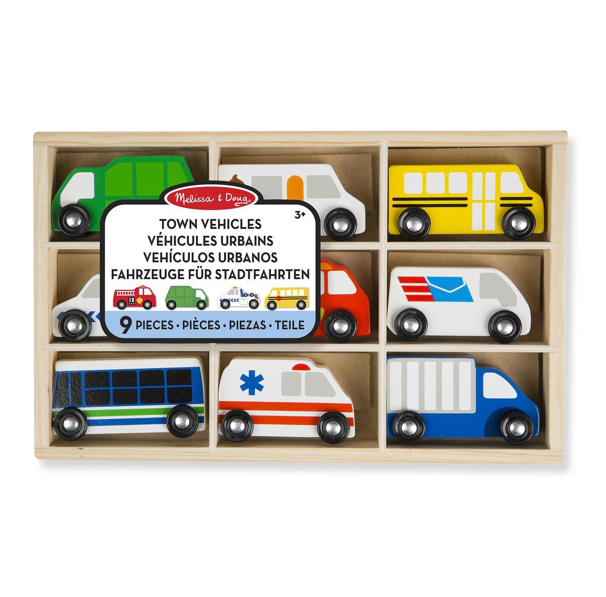Melissa & Doug auto set junior 10 cm hout 10 delig