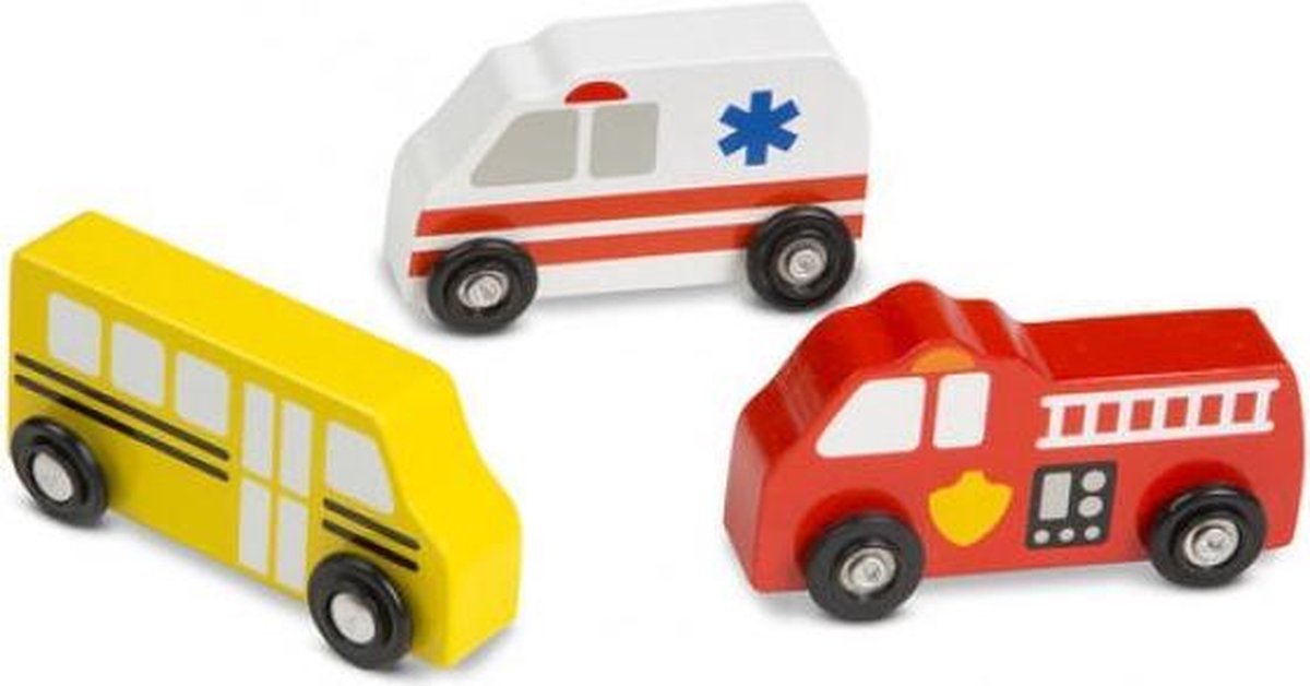 Melissa & Doug auto set junior 10 cm hout 10 delig
