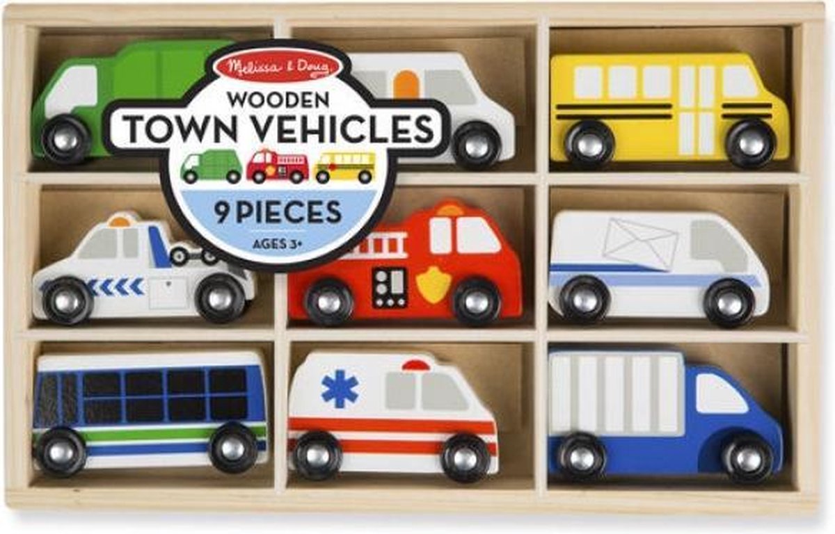 Melissa & Doug auto set junior 10 cm hout 10 delig