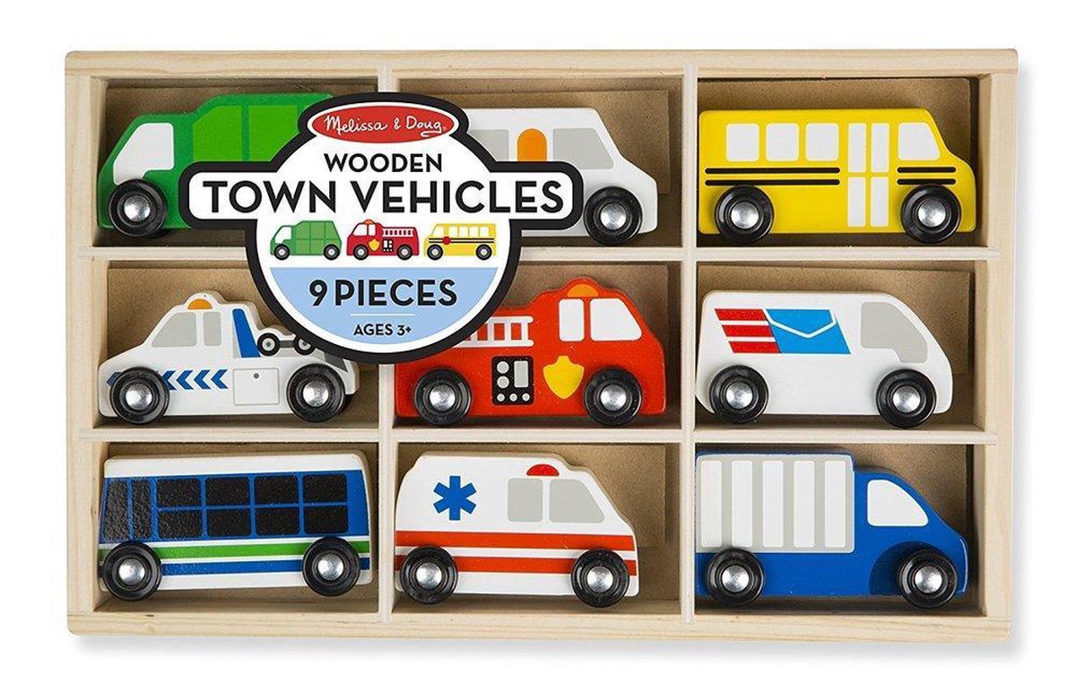 Melissa & Doug auto set junior 10 cm hout 10 delig