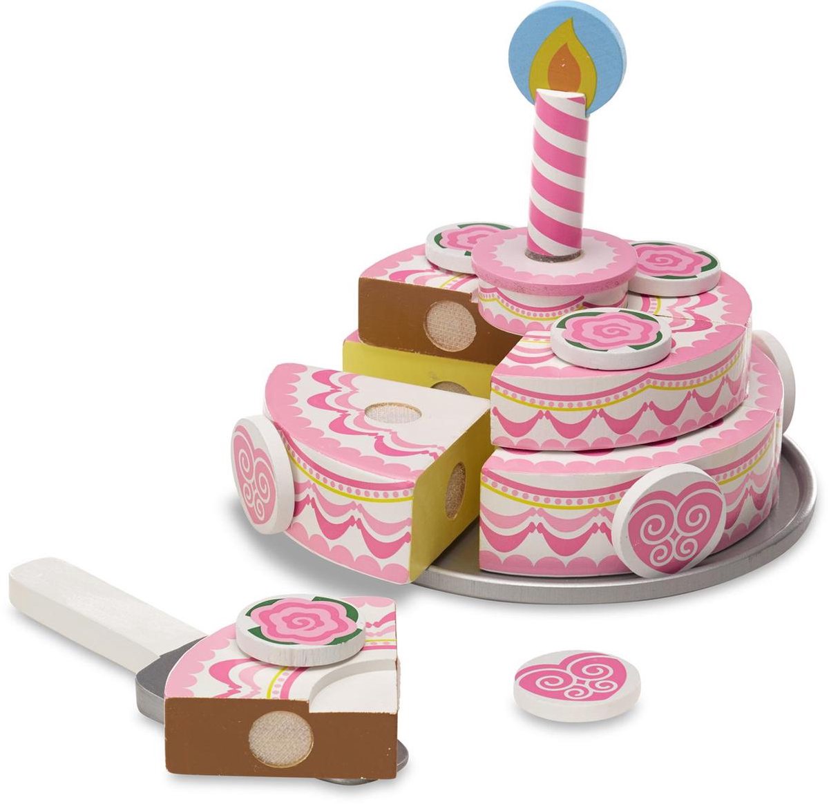 Melissa & Doug houten verjaardagstaart 20 delig - Roze