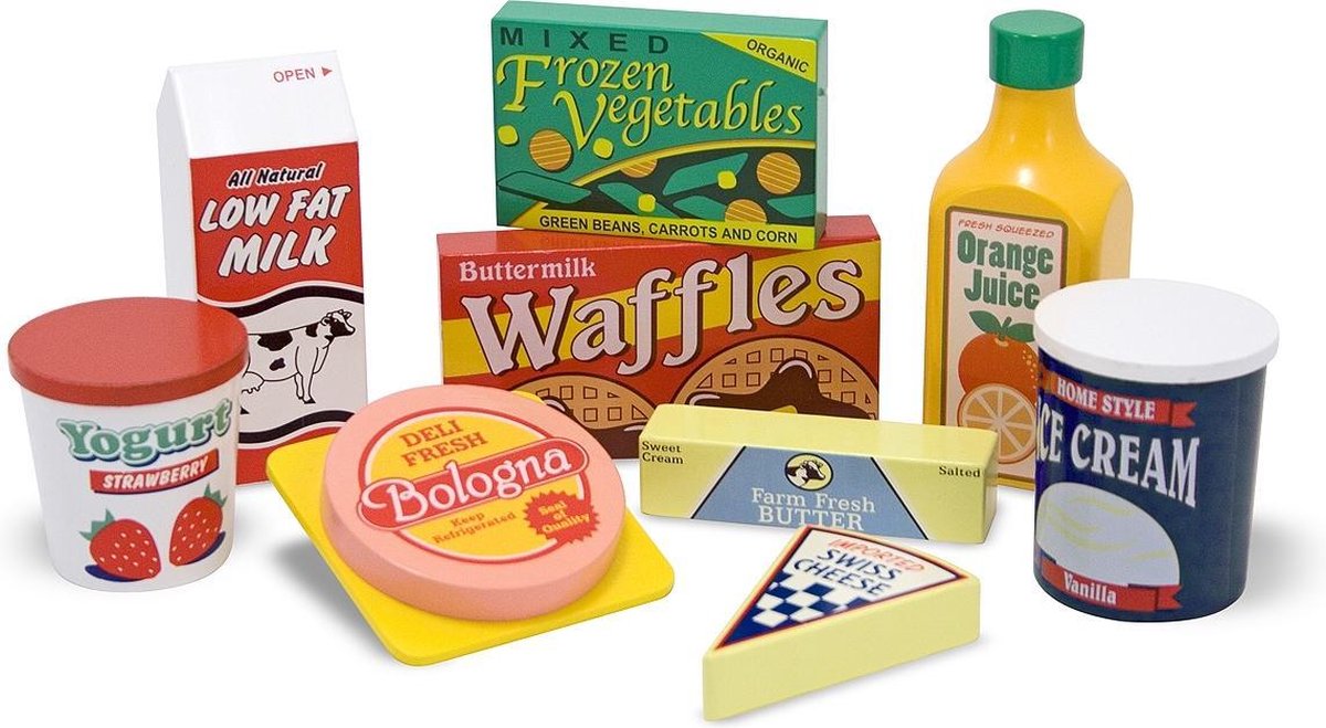 Melissa & Doug houten koelkast etenswaren 9 delig