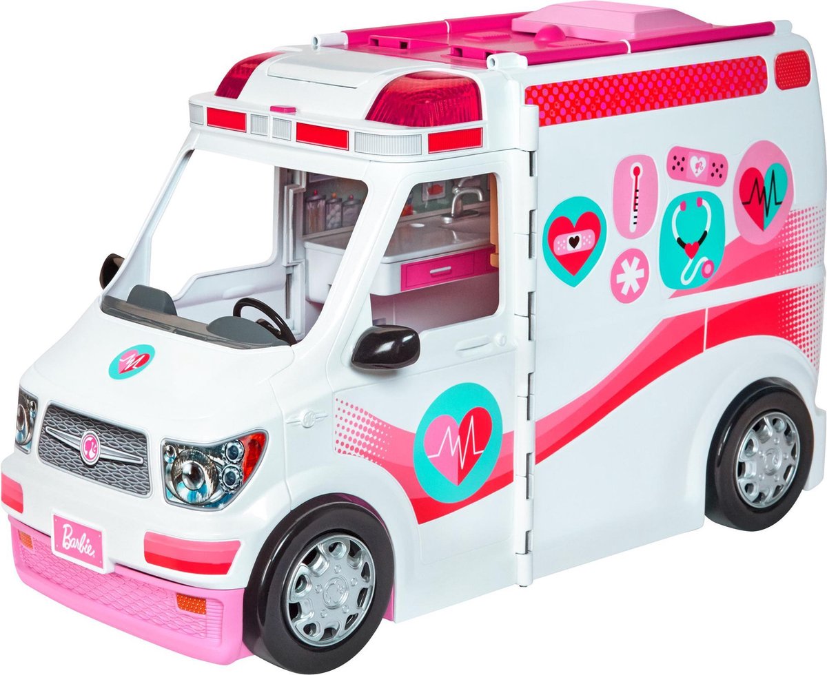 Mattel Barbie poppenhuis 2 in 1 ambulance meisjes 46 cm wit/ - Rosa