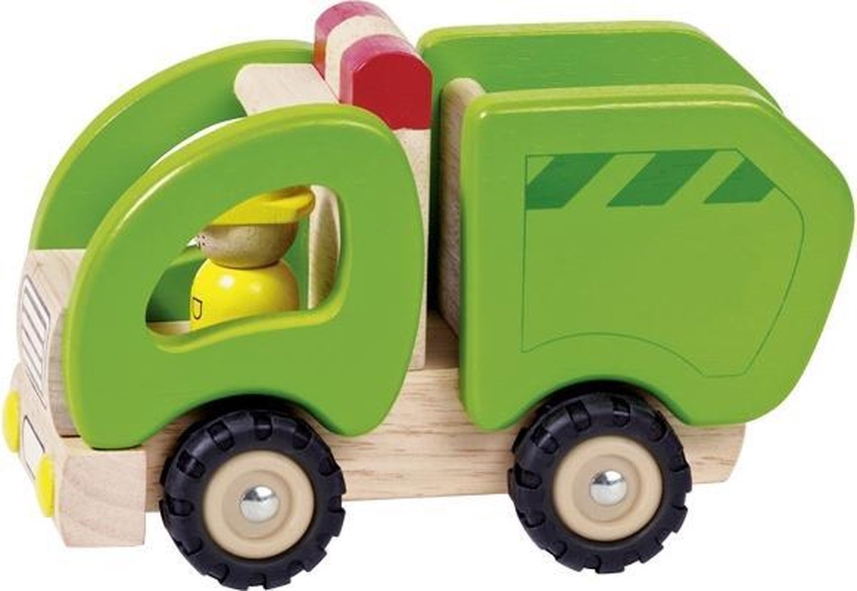 Goki Houten Vuilniswagen 15 X 8,5 X 10 cm - Groen
