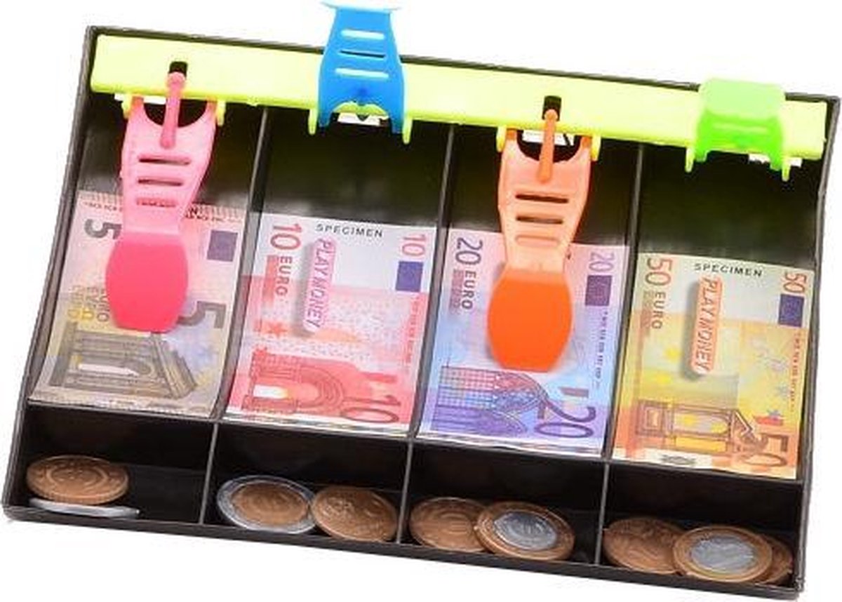 Johntoy kassalade met speelgeld 19 cm 120 delig