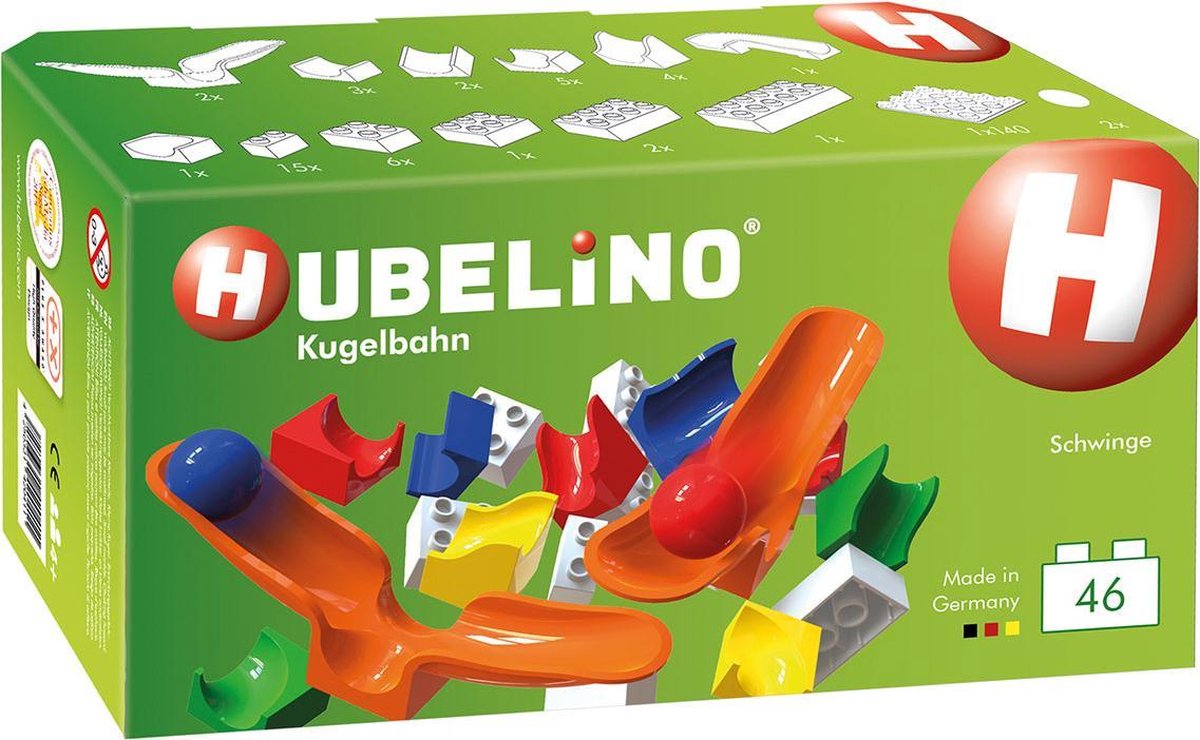 Hubelino knikkerbaan: slingergootaanvulset 46 delig