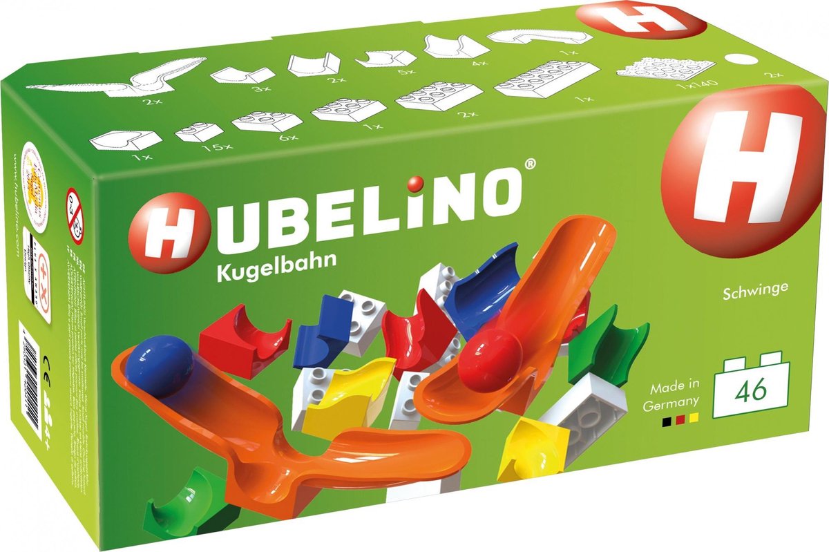 Hubelino knikkerbaan: slingergootaanvulset 46 delig