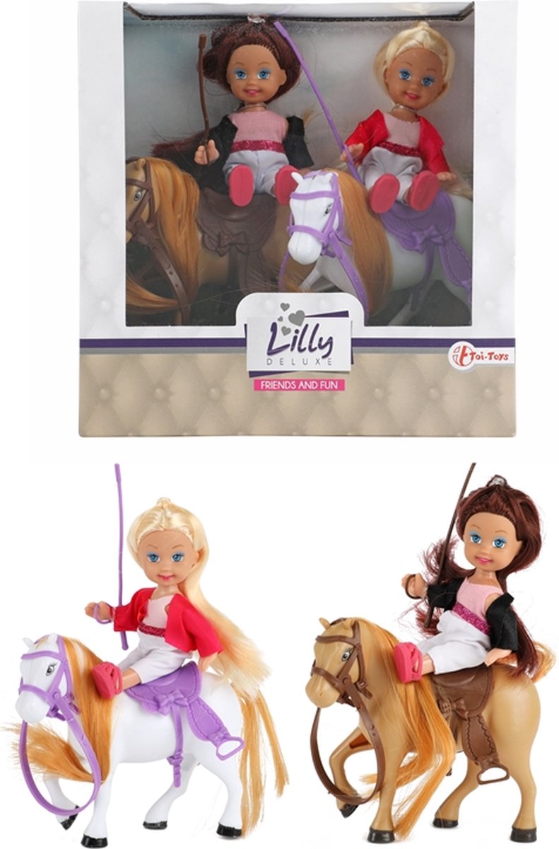 Toi-Toys Toi Toys minipop met paardjes Lilly junior beige 4 delig - Bruin