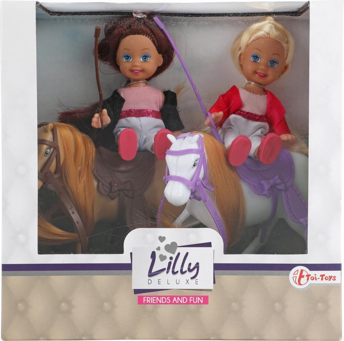 Toi-Toys Toi Toys minipop met paardjes Lilly junior beige 4 delig - Bruin