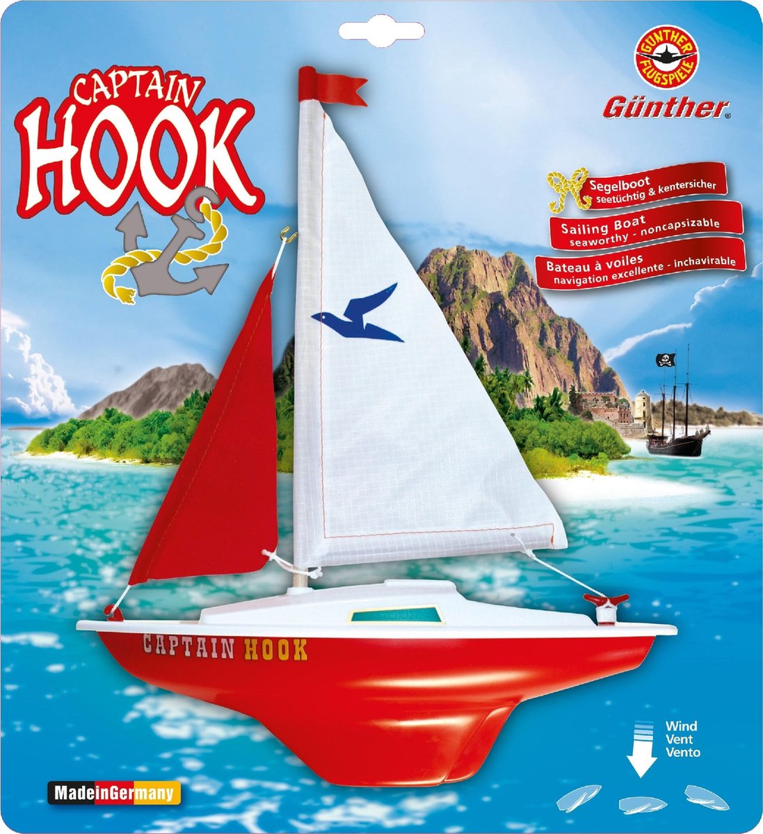 GÃ¼nther Flugspiele Günther modelzeilboot Captain Hook 24 x 31 cm/rood - Wit