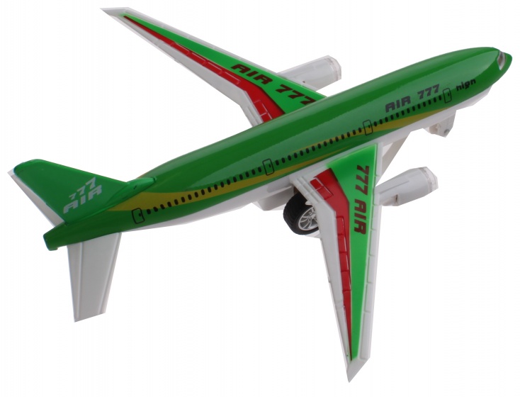 Johntoy vliegtuig met licht en geluid pull back 18 cm - Groen