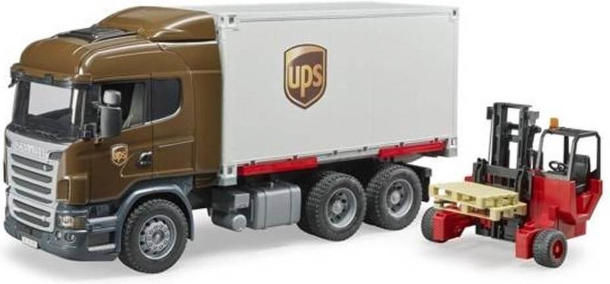 Bruder Scania vrachtwagen UPS met heftruck 2 delig - Bruin