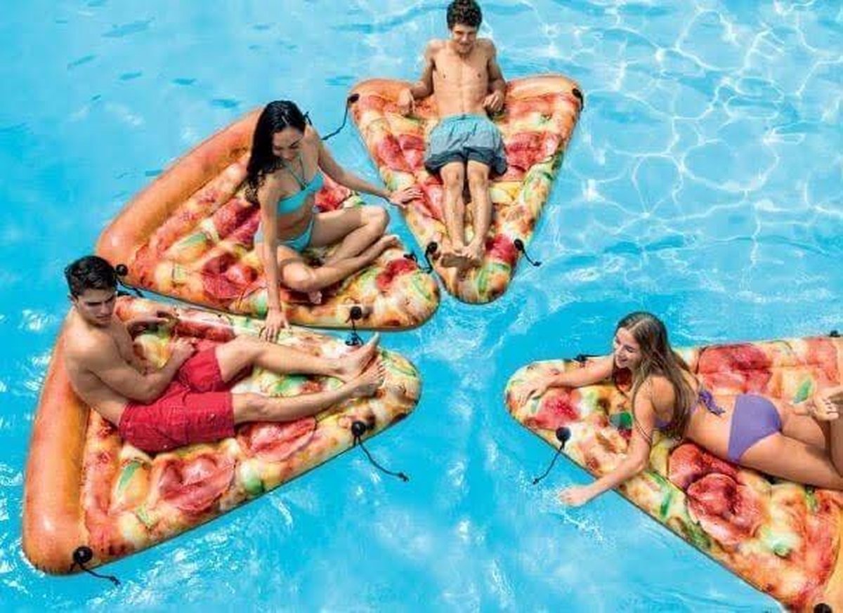 Intex luchtbed pizzapunt 175 x 145 cm bruin - Oranje