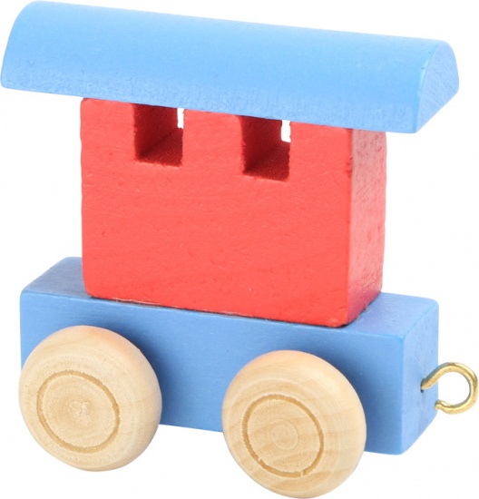 Small Foot treinwagon hout rood/ 6 x 3 x 5,5 cm - Blauw