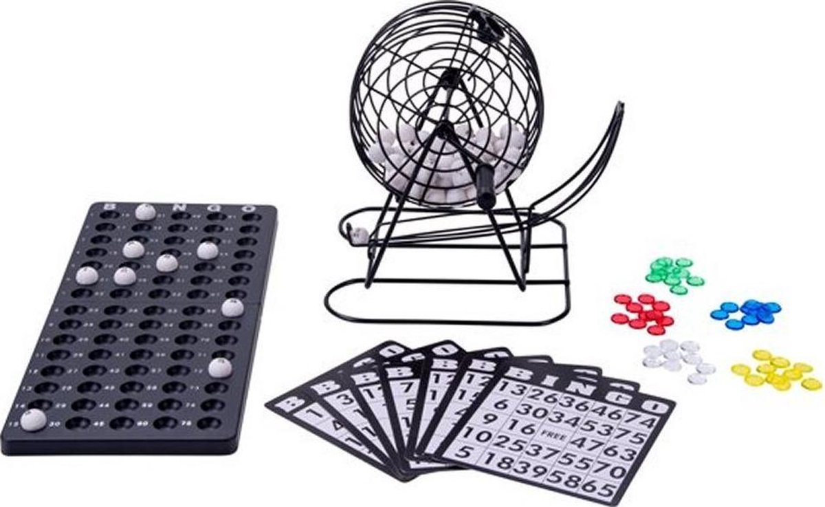 Longfield Games stalen bingomolen set 13,5 cm - Zwart