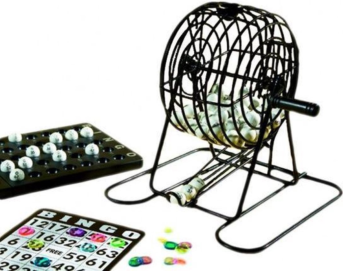Longfield Games stalen bingomolen set 13,5 cm - Zwart