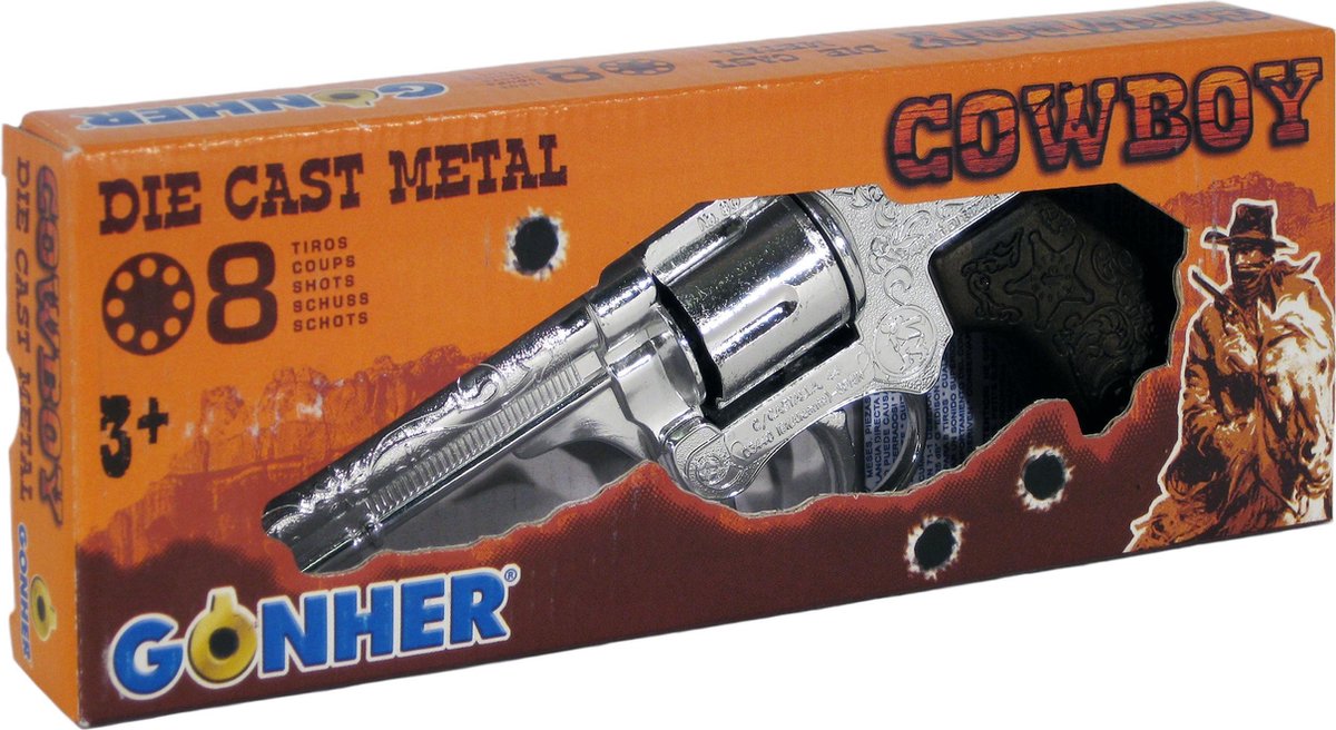 Gonher Speelgoed revolver cowboy 8 schots zilver - Silver