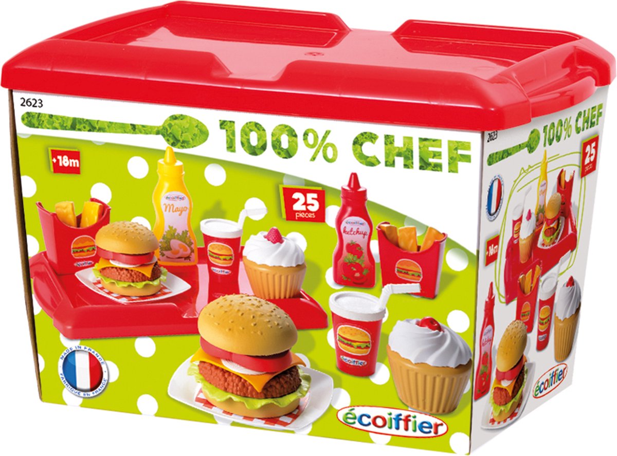 Ecoiffier écoiffier 100% Chef: hamburgerset 25 delig
