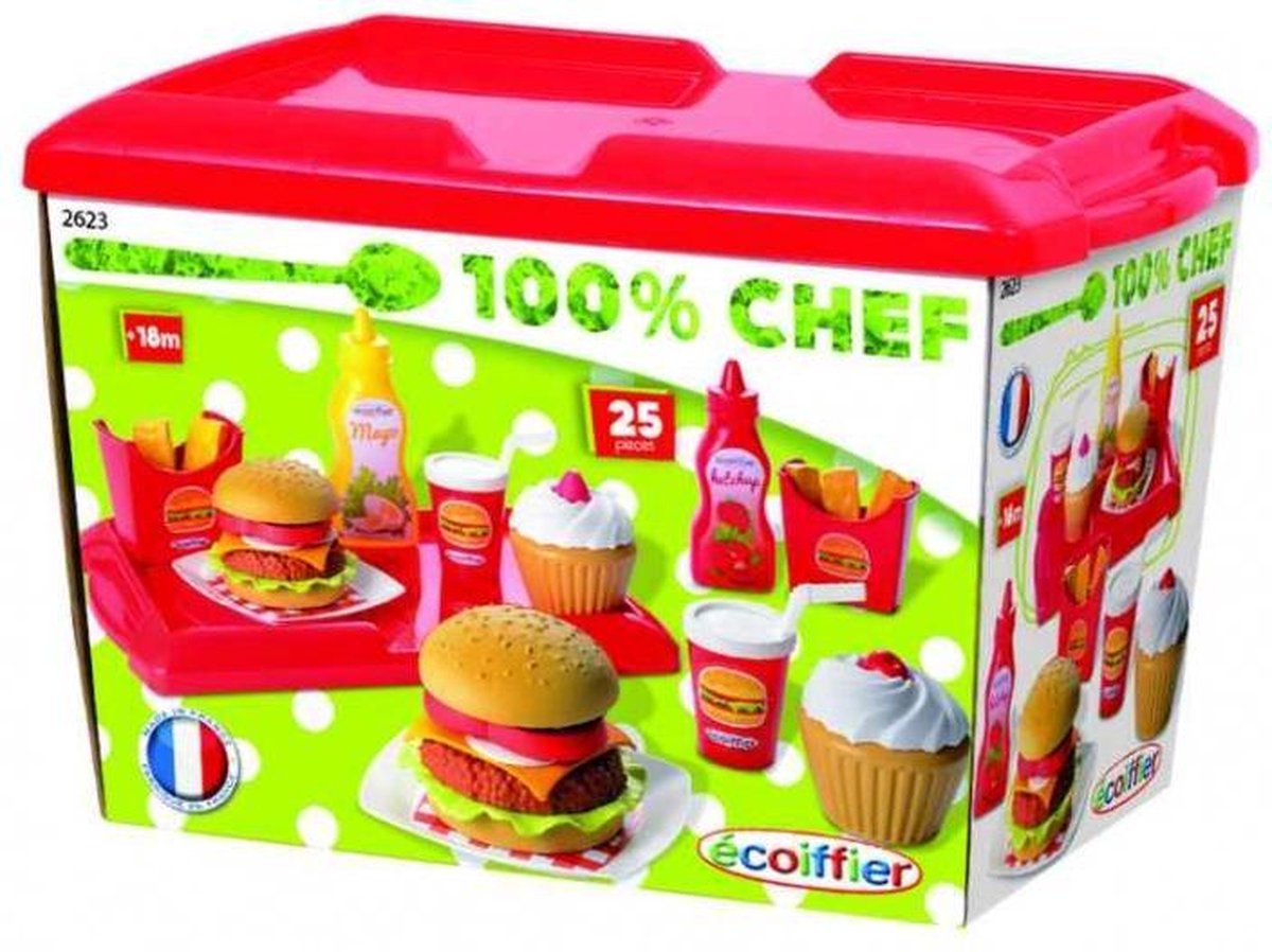 Ecoiffier écoiffier 100% Chef: hamburgerset 25 delig