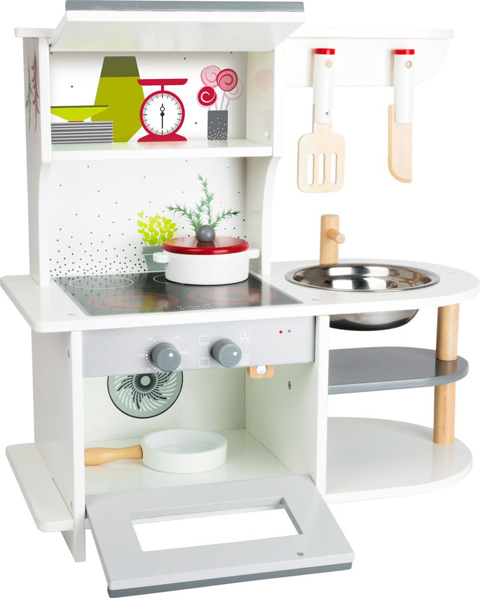 Small Foot houten kinderkeuken/grijs 45 x 22 x 42 cm - Wit