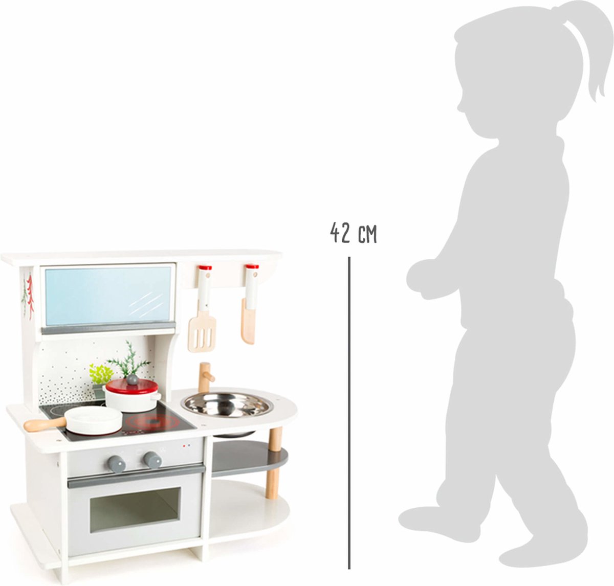 Small Foot houten kinderkeuken/grijs 45 x 22 x 42 cm - Wit