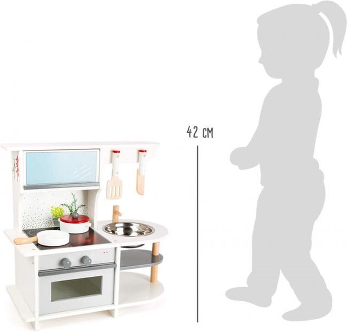 Small Foot houten kinderkeuken/grijs 45 x 22 x 42 cm - Wit