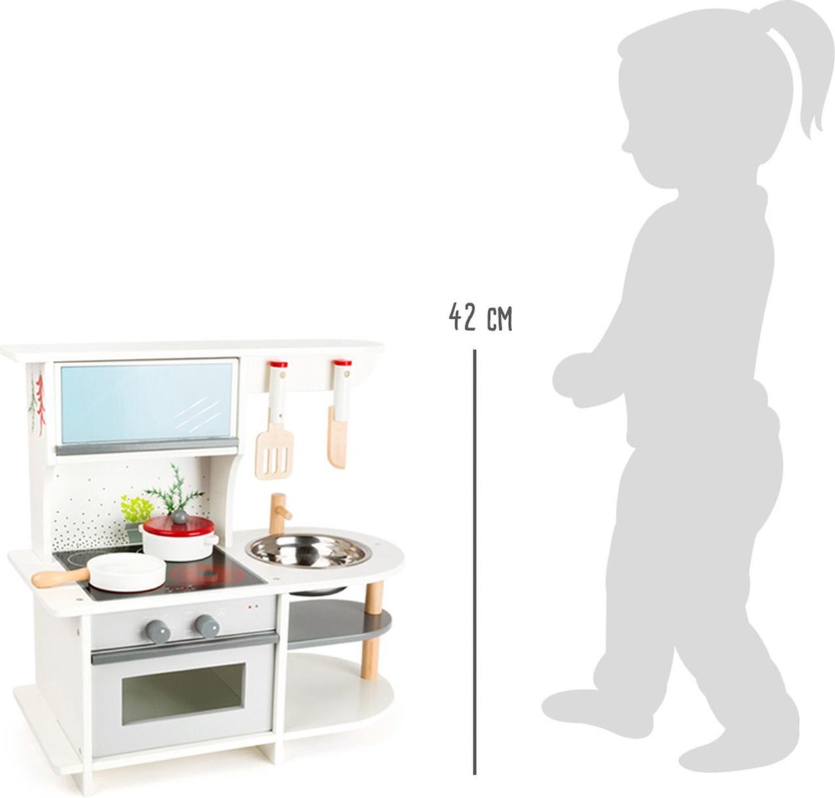 Small Foot houten kinderkeuken/grijs 45 x 22 x 42 cm - Wit