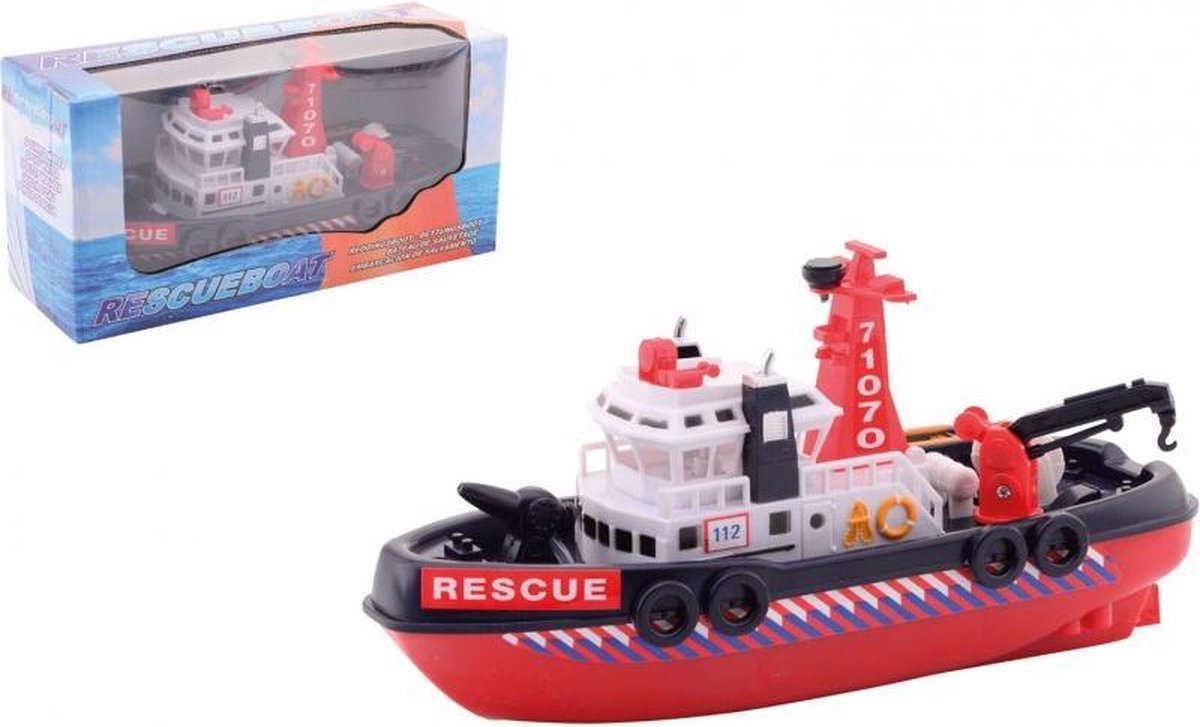 Johntoy reddingsboot Rescue 30 cm - Rood