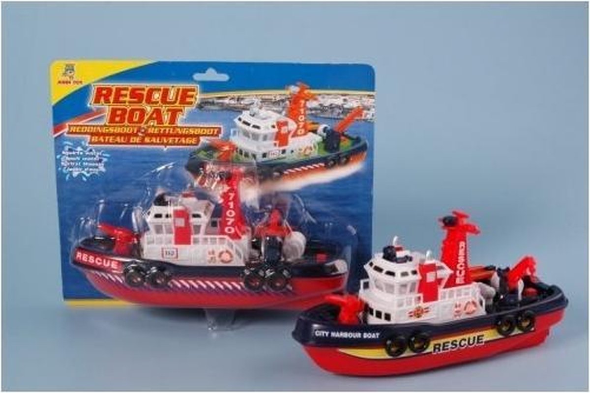 Johntoy reddingsboot Rescue 30 cm - Rood