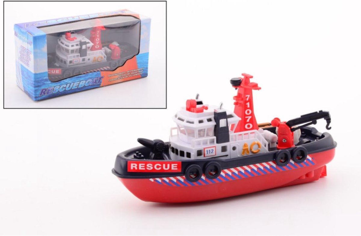 Johntoy reddingsboot Rescue 30 cm - Rood