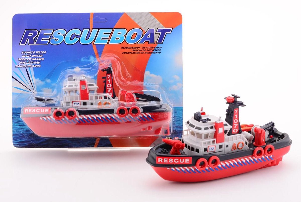 Johntoy reddingsboot Rescue 30 cm - Rood