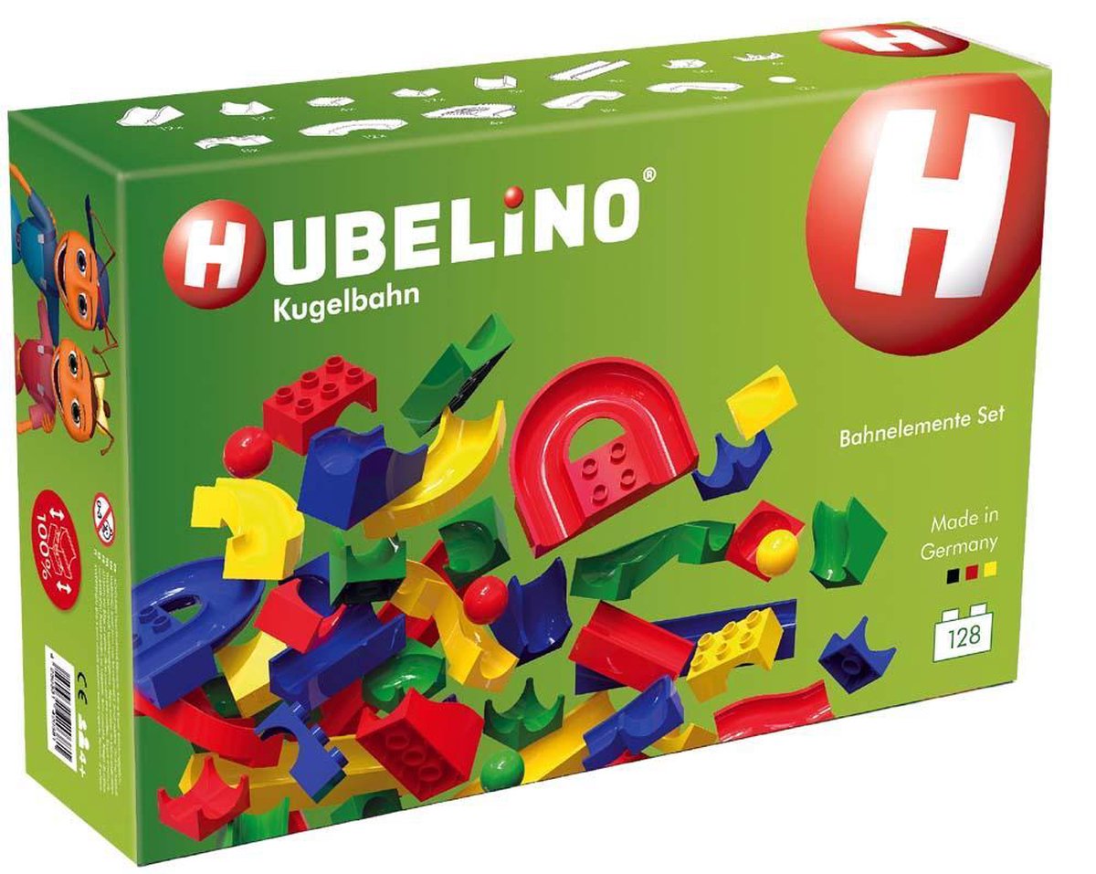 Hubelino knikkerbaan: baanelementenset 128 delig