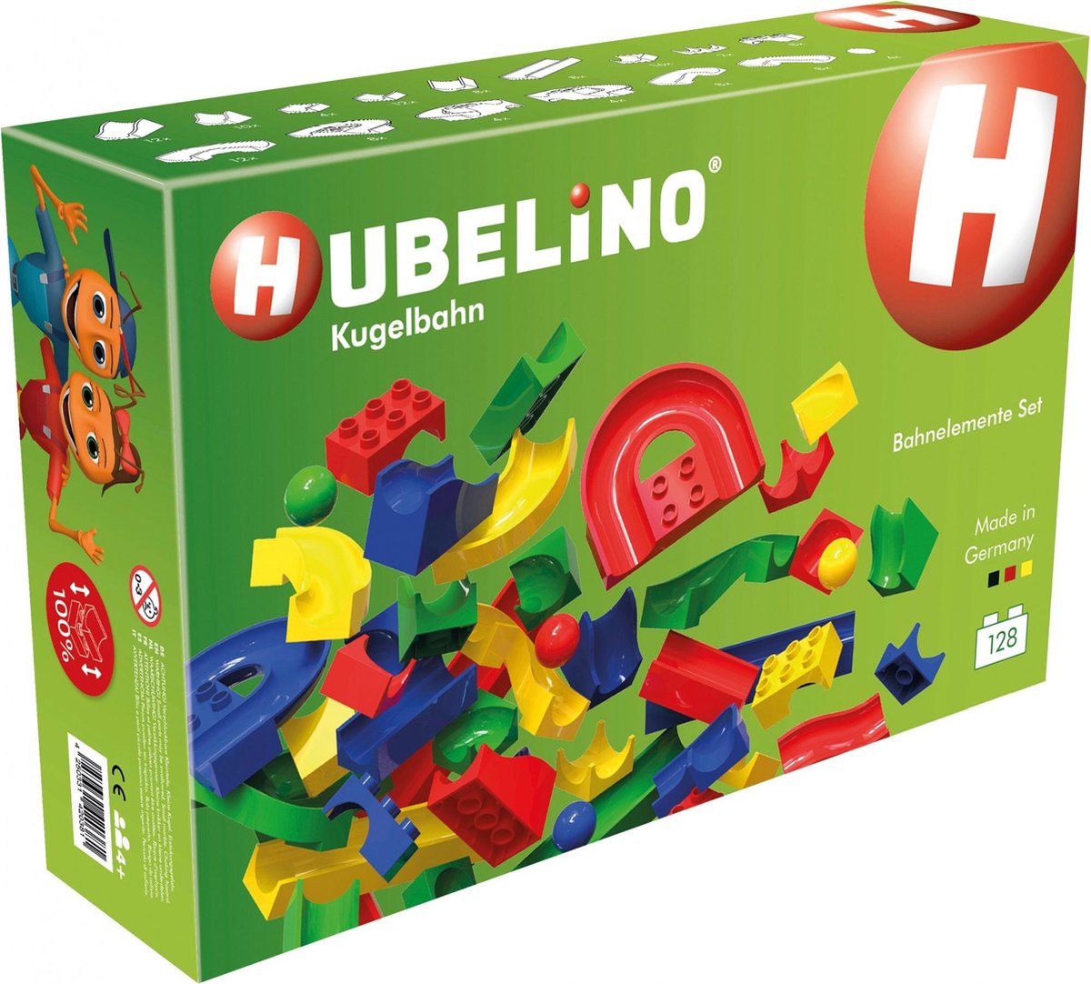 Hubelino knikkerbaan: baanelementenset 128 delig