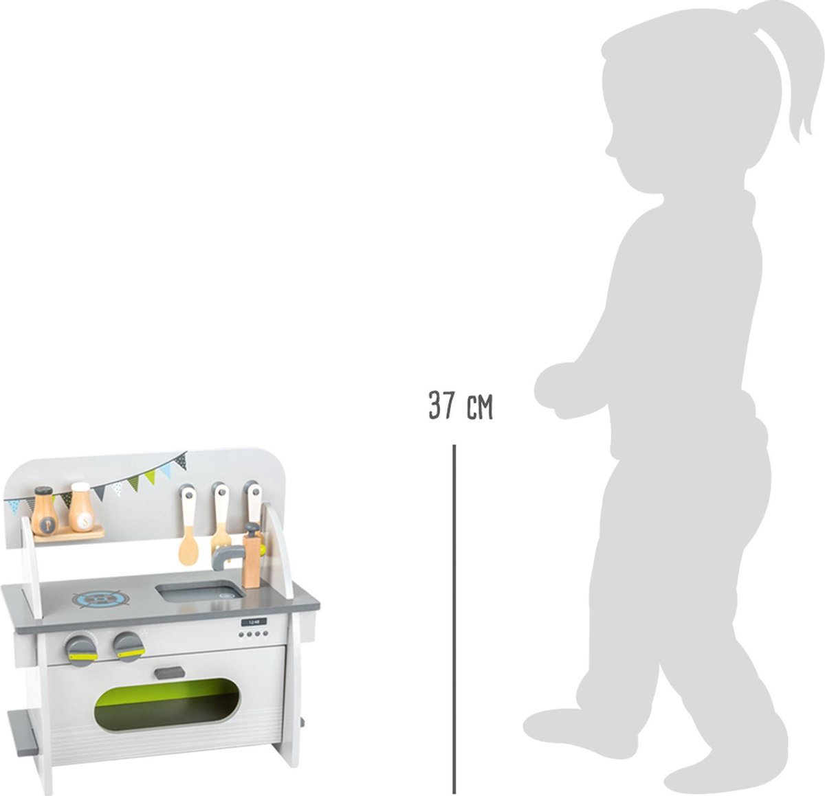 Small Foot houten kinderkeuken wit/grijs 36 x 17 x 37
