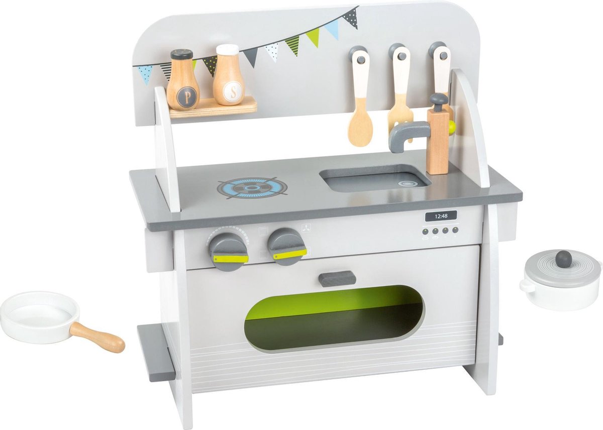 Small Foot houten kinderkeuken wit/grijs 36 x 17 x 37