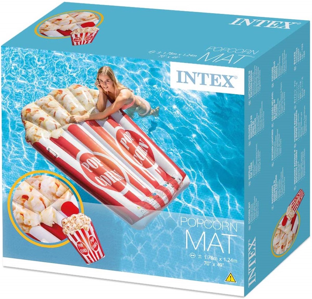 Intex luchtbed Popcornmat 178 x 124 cm/wit - Rood