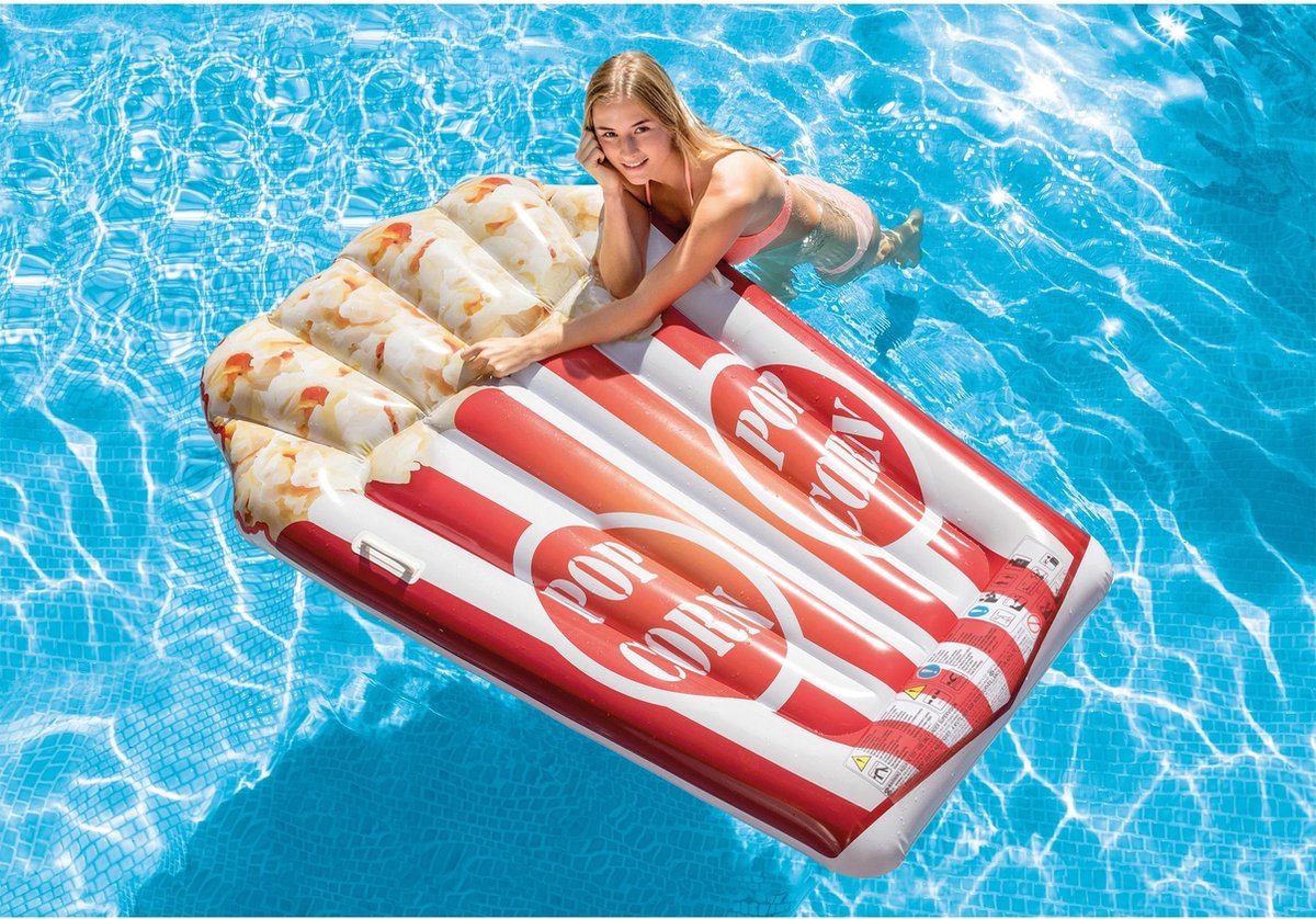 Intex luchtbed Popcornmat 178 x 124 cm/wit - Rood