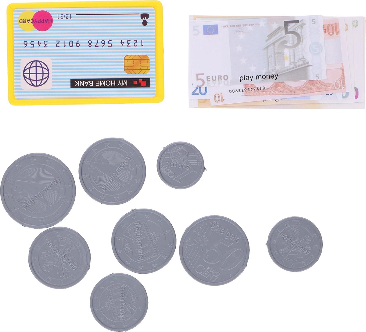 Eddy Toys speelgoedkassa met boodschappen 14 delig