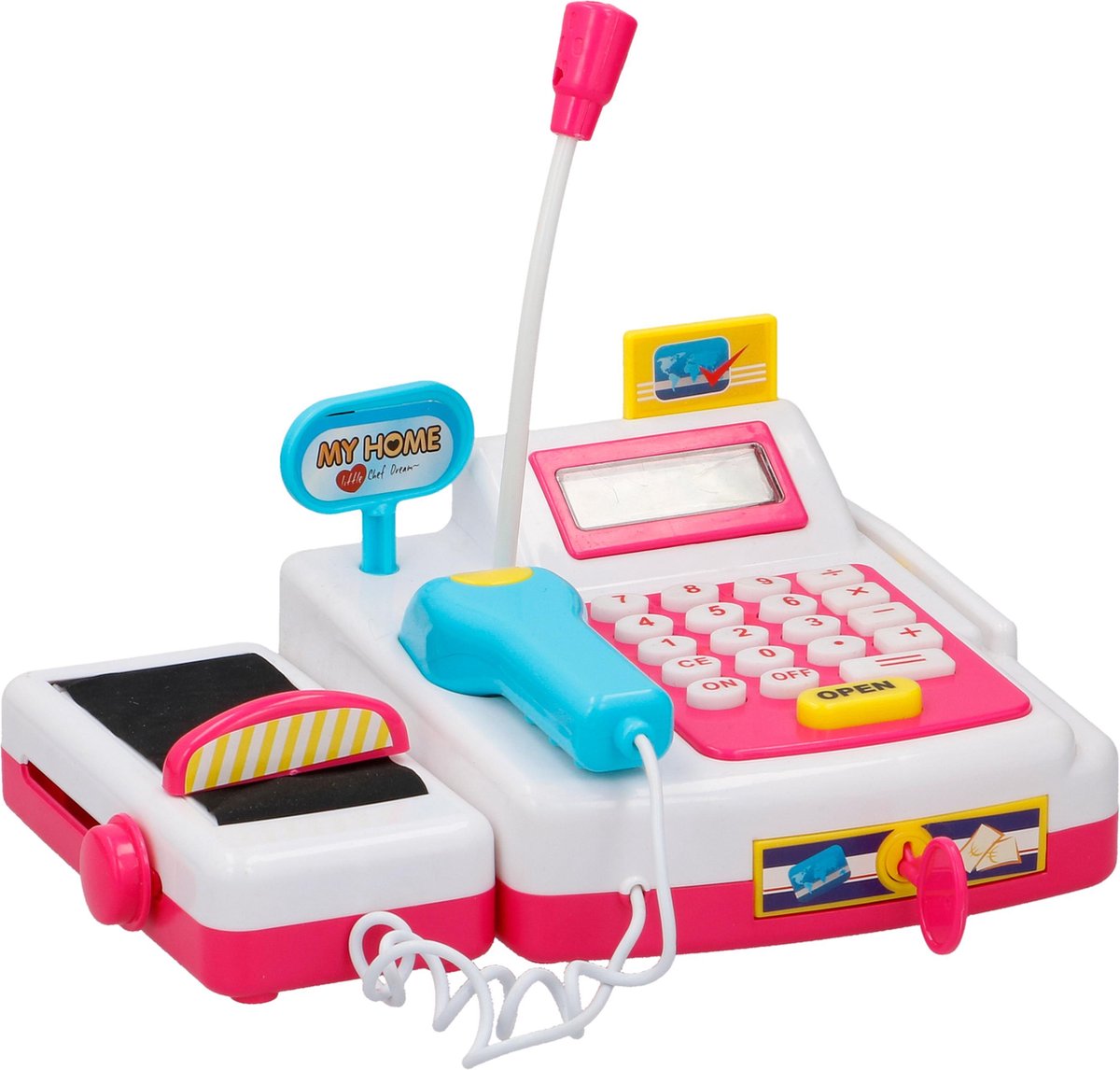 Eddy Toys speelgoedkassa met boodschappen 14 delig