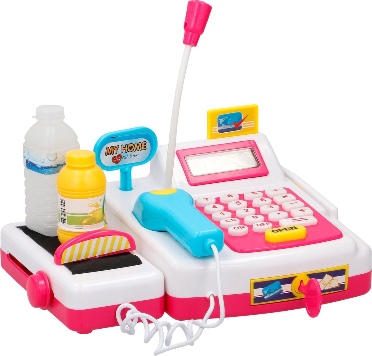 Eddy Toys speelgoedkassa met boodschappen 14 delig