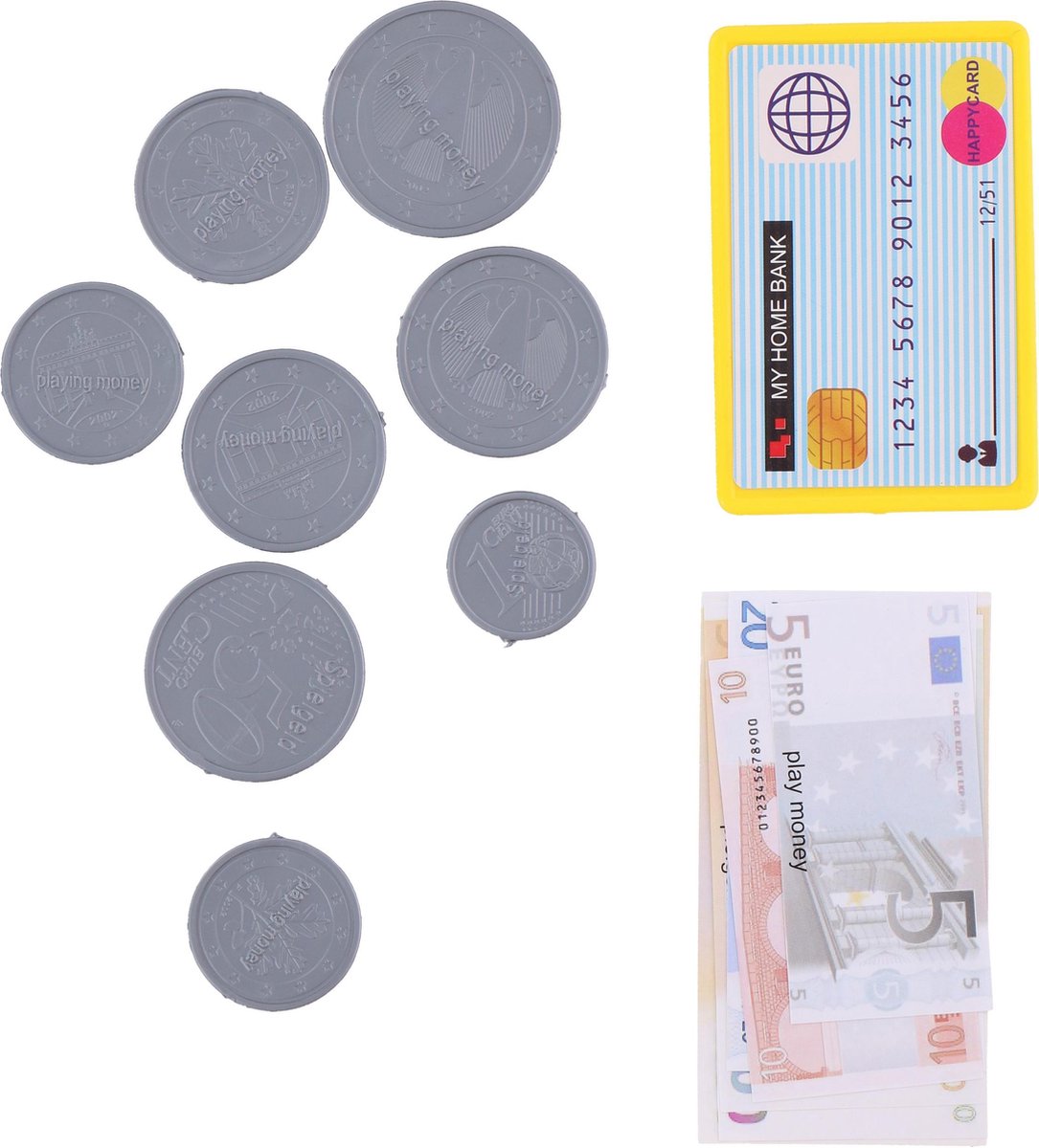 Eddy Toys speelgoedkassa met boodschappen 14 delig