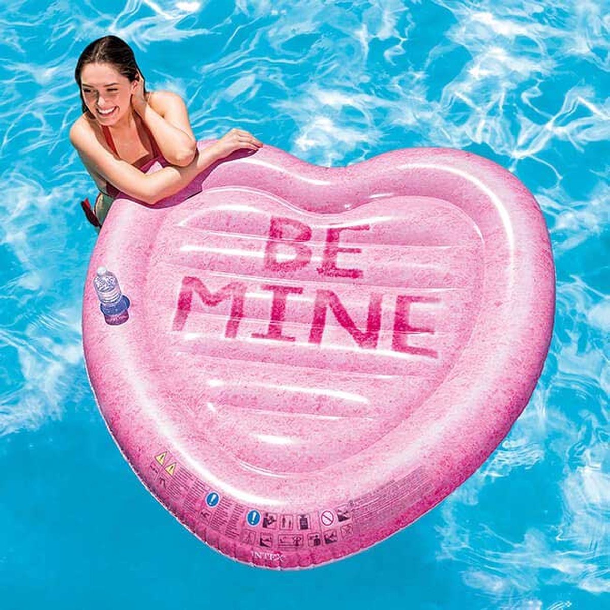 Feestbazaar Intex luchtbed Candy Heart Island 145 x 142 cm - Roze